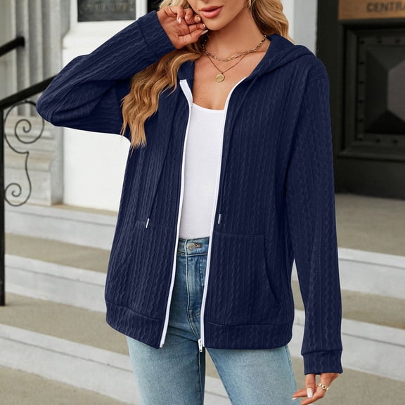 AOOCHASLIY Women Coat Clearance Women Long Sleeve Loose Hooded Sweater Women's Pocket Coat