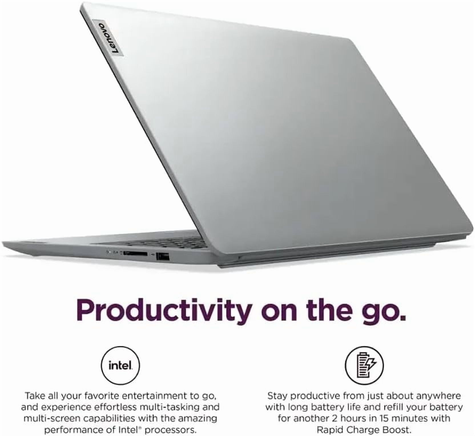 Lenovo Ideapad 1 15.6" HD Laptop, Intel Celeron N4500, 8GB DDR4 Memory, 128GB eMMC, One-year Office 365, Windows 11 Home in S Mode, Cloud Grey with Mazepoly Accessories