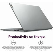 Lenovo Ideapad 1 15.6 HD Student Laptop, Intel Celeron N4500, 1.1GHz, 4GB DDR4 Memory, 128GB eMMC, One-year Office 365, Intel UHD Graphics, Windows 11 Home in S Mode, Cloud Grey, 82LX00DGUS
