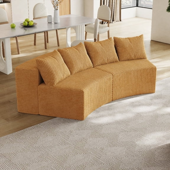 Corduroy Curved Sectional Sofa (85×80×75cm) for Bedroom, Living Room - Elegant Modular Design