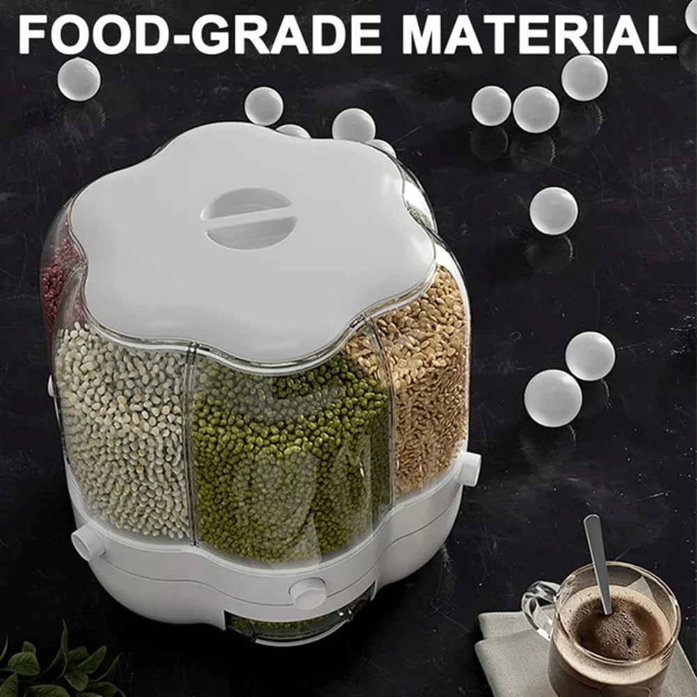 TEAFIRST Cereal Dispenser Container, Rice Dispenser Storage Container for Kitchen, BPA-free, White