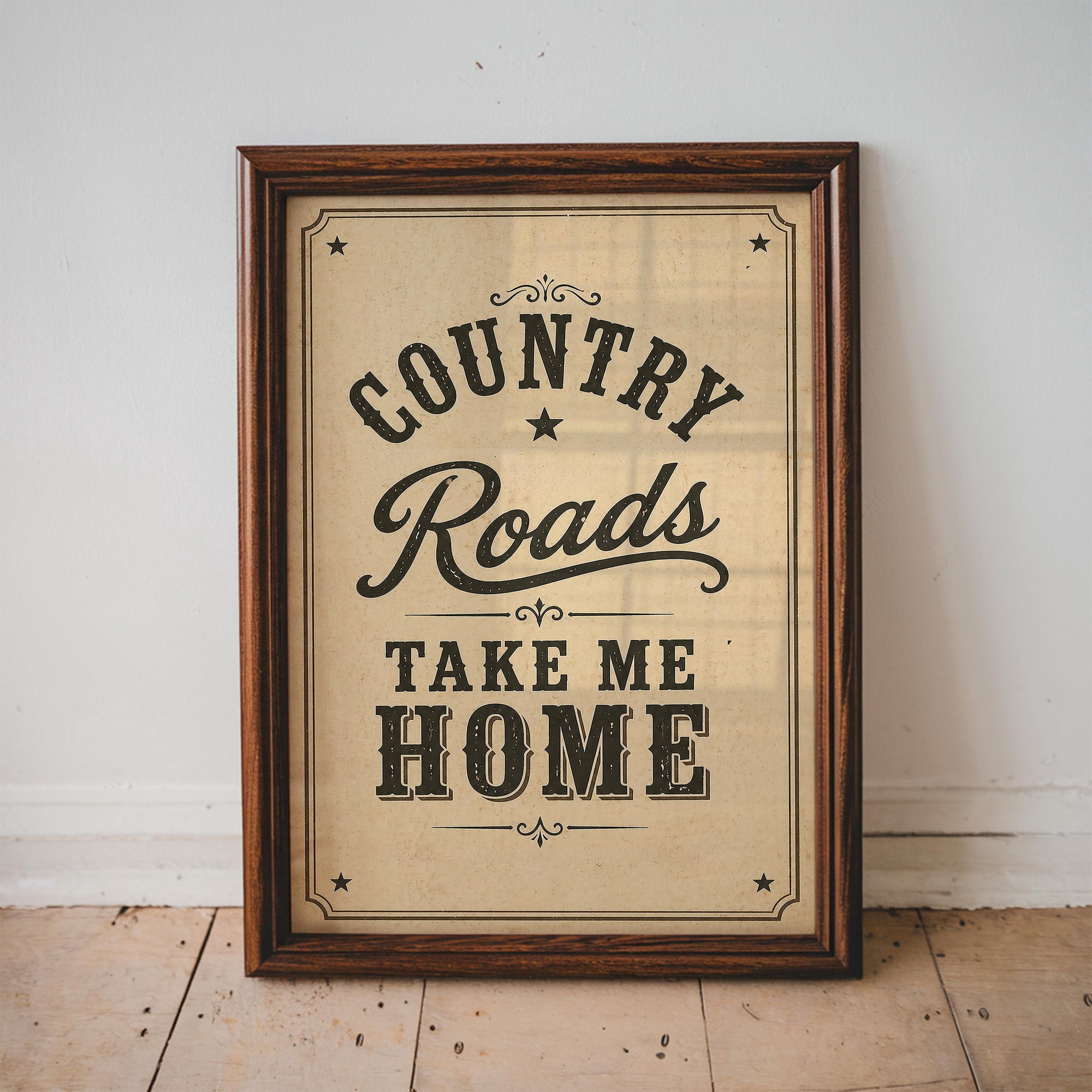 Country Roads Take Me Home Retro Outdoors Print Cabin Wall Decor Lakehouse Decor