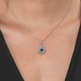 thumbnail image 3 of Gem Stone King 0.23 Ct Round Black Onyx White Diamond Rhodium Plated Pendant with Chain, 3 of 4