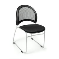 Ofminc Office Furniture 4-Pack Starmoon Series 250 Lbs Weight Capacity Durable Base Armless Fabric Black Stacking Chair by ofminc
