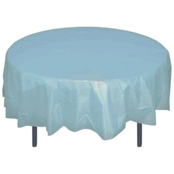 84" Round Plastic Table Cover Light Blue (6 Pieces)