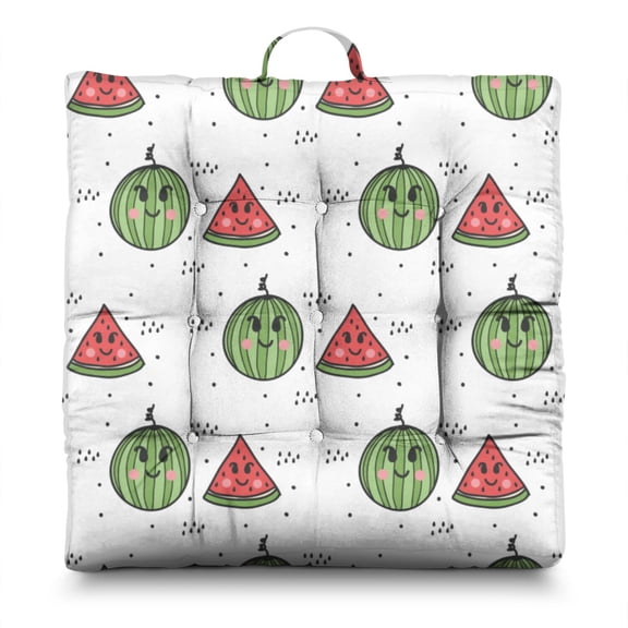 Fruit Watermelon Meditation Pillow – 22x22 Inch Large Cushion, Dutch Velvet, Cute Kawaii Design for Yoga, Lounge & Kids Room