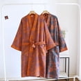 thumbnail image 6 of Jiibva Japanese Kimono Robe Couple Pajamas Robe Loose Jacquard Night-robe Pajamas Yukata Dressing Gown Cotton Robe Women Robe Bathrobe,XL, 6 of 7