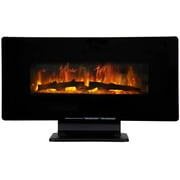 FDW Free Standing Wall Mounted Fireplace 750 W / 1500 W Space Heater Ultra-Thin Lightweight LED Control Panel&Crystal Options, 7 Flamer Color,CSA Approved,Black
