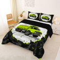 thumbnail image 2 of Manfei Cartoon Garbage Truck Full Size Comforter Sets,Green Theme Bedding Comforter Set,Black Reversible,3 Pieces,1 Comforter and 2 Pillowcases, 2 of 7