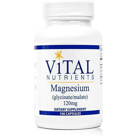 Vital Nutrients - Magnesium (Glycinate/Malate) 120 mg - Magnesium for Sensitive Individuals - 100 Capsules