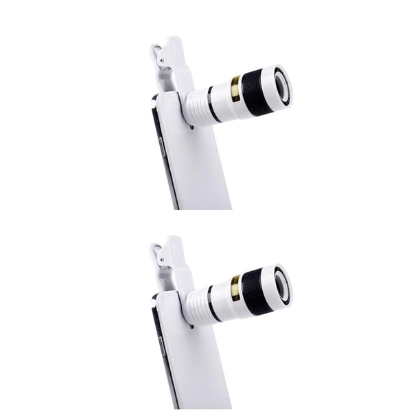 Sidaley Objetivos externos para cámara Universal portátil 8X óptico telescopio Cámara lente Clip teléfono móvil telescopio distancia Focal larga blanco 2piezas
