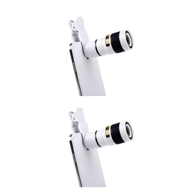 Sidaley Objetivos externos para cámara Universal portátil 8X óptico telescopio Cámara lente Clip teléfono móvil telescopio distancia Focal larga blanco 2piezas