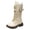 White, variant on PFWOWB Girls Knee-High Combat Boots Lace-Up Buckle Strap Tall Boots with Side Zipper (White,11)