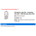 thumbnail image 2 of Side Marker Light Bulb - Compatible with 2003 - 2006 Mercedes-Benz E500 2004 2005, 2 of 2