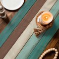 thumbnail image 3 of Vintage Boho Table Runner 120 Inches, Farmhouse Retro Teal Brown Wooden Grain Bed Runner Dresser Scarves Tabletop for Indoor Outdoor Parties/Ceremony/Banquet, 13"x 120", 3 of 9