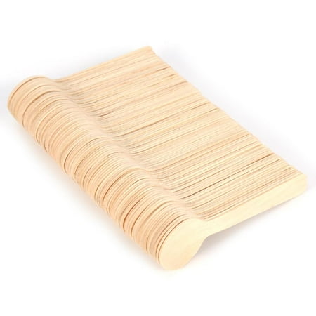 Cream Utensil - WALFRONT Disposable Wooden Spoons, 100pcs Disposable Biodegradable Dessert Spoons Wood Spoons Ice Cream Tea Spoon Sturdy Smooth Wood10cm Flatware Cutlery Bupplies, Wooden Spoon Set, Wooden Utensil