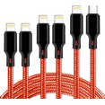 thumbnail image 3 of Cable USB C a Lightning Paquete de 5 Cargador de iPhone de 3/3/6/6/10 pies Cable de carga rápida con certificación Apple MFi Compatible con iPhone 14/13/12/11/XS/XR/X/8 - Negro, 3 of 5