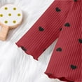 thumbnail image 6 of SHTXOZHI Toddler Baby Girl Fall 2Pcs Outfit Set Print Ribbed Knit Long Sleeve Tops Flared Pant, 6 of 7