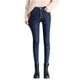 thumbnail image 2 of GaThRRgYP Jeans for Women,Fashion Women Plus Size Plus Velvet Elastic High Waist Casual Pencil Pants, 2 of 9