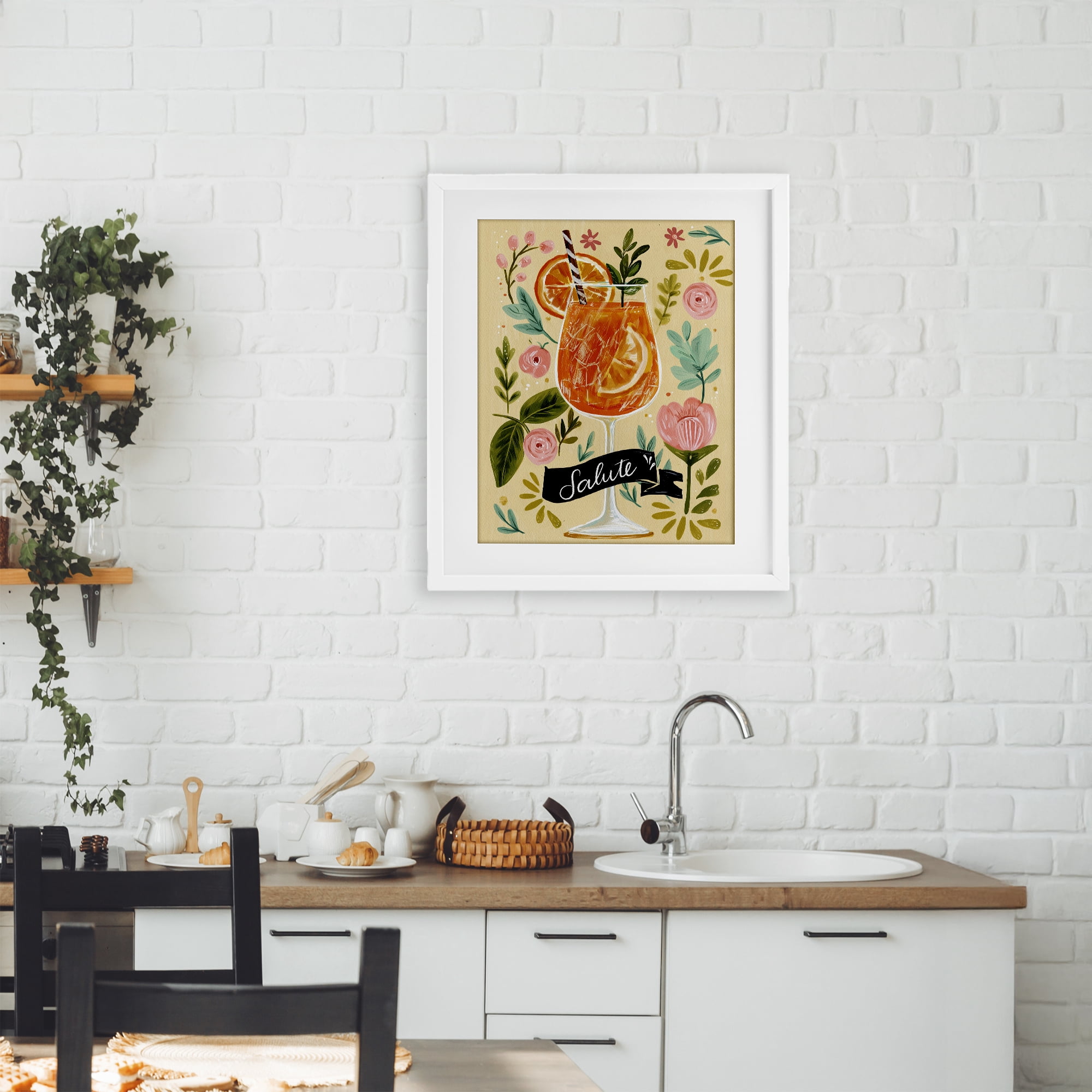 Stupell Industries Salute Citrus Cocktail White Framed Print Under Glass, design by Yen