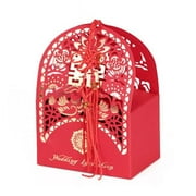 Panda Superstore Laser Cut Chinese Style Wedding Bridal Favor Gift Candy Boxes Case Party Table Decor, Red - 10 Piece
