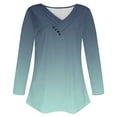 thumbnail image 6 of VgaVtl T Shirts for Women Plus Size Long Sleeve V-Neck Tops for Women Loose Green Gradient Color Workout Button Casual Shirts,M, 6 of 7