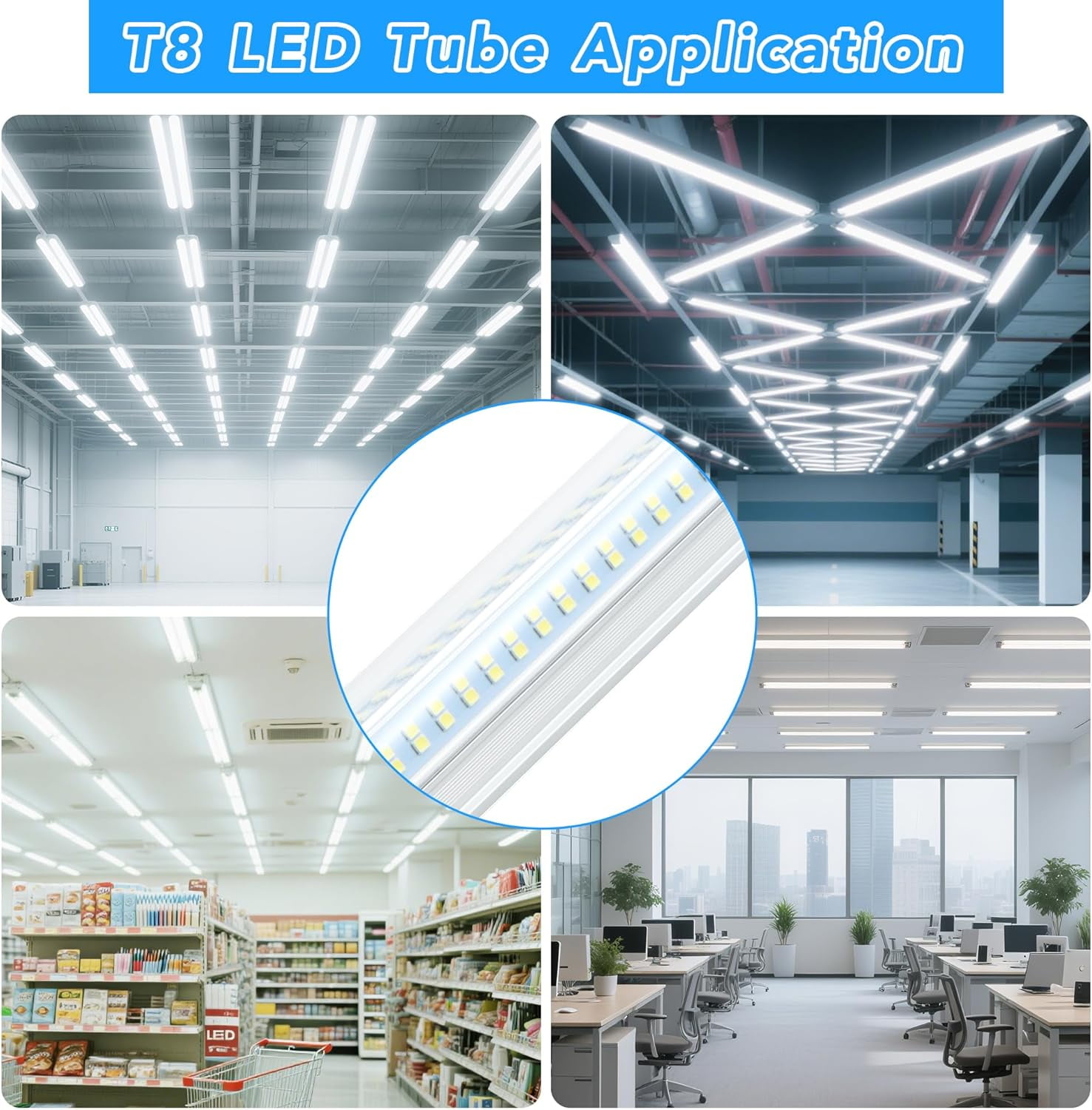 (10-Pack) 8ft LED Shop Light Fixture, V Shape 150W 18800LM 6000K ( Cold White),8 Foot , 96'' T8 Integrated LED Tube, Linkable Led Bulbs for Garage, Warehouse, Plug and Play, Clear Lens