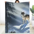 thumbnail image 2 of Creowell Wolf Snow Forest Durable Soft and Warm Flannel Blanket Lightweight Multifunctional for Sofa, Travel, Camping, Bed, Chair - All Season Gift Blanket 40x50in, 2 of 7