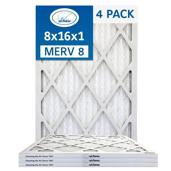 Air Bear 8x16x1 Pleated Air Filter MERV 8 4-Pack