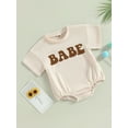 thumbnail image 3 of Bagilaanoe Newborn Baby Girl Rompers Letter Print Short Sleeve Bodysuits 3M 6M 12M 18M Infant Loose Fit One Piece Short Jumpsuit, 3 of 8