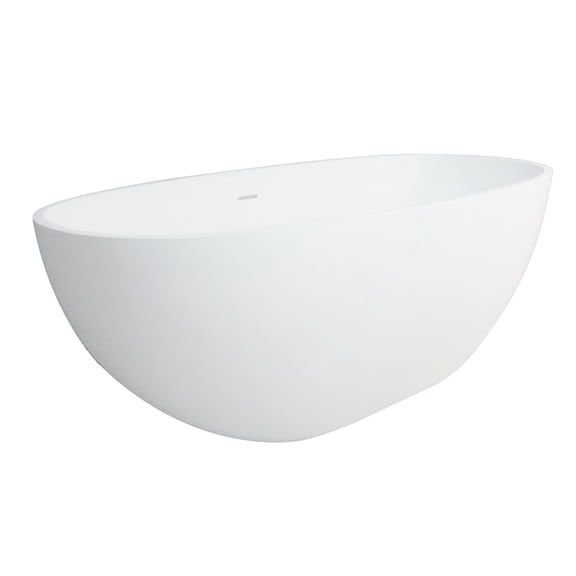 Kingston Brass VRTRS653123 65-Inch Solid Surface Oval Double Ended Freestanding Tub with Drain in Matte White