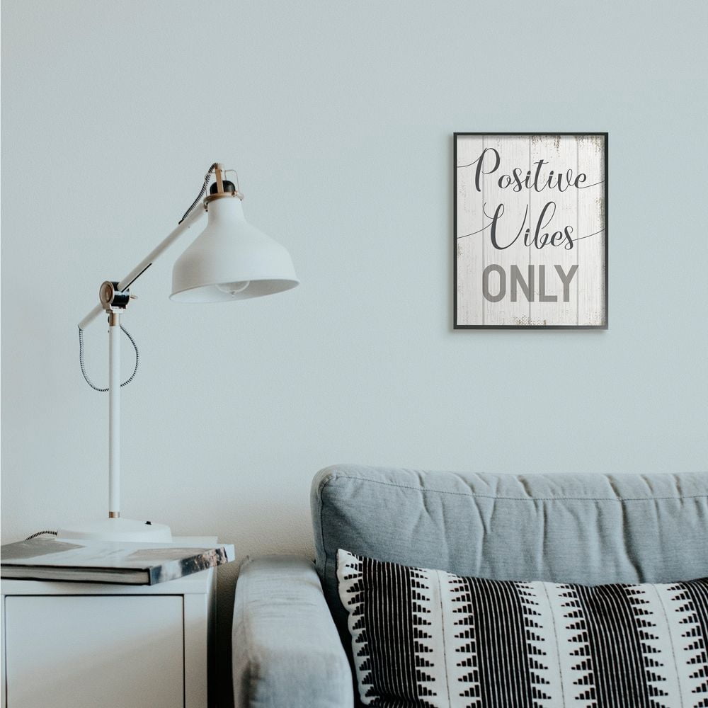 Stupell Industries Positive Vibes Only Phrase with Distressed Rustic Accent Designed by Daphne Polselli
