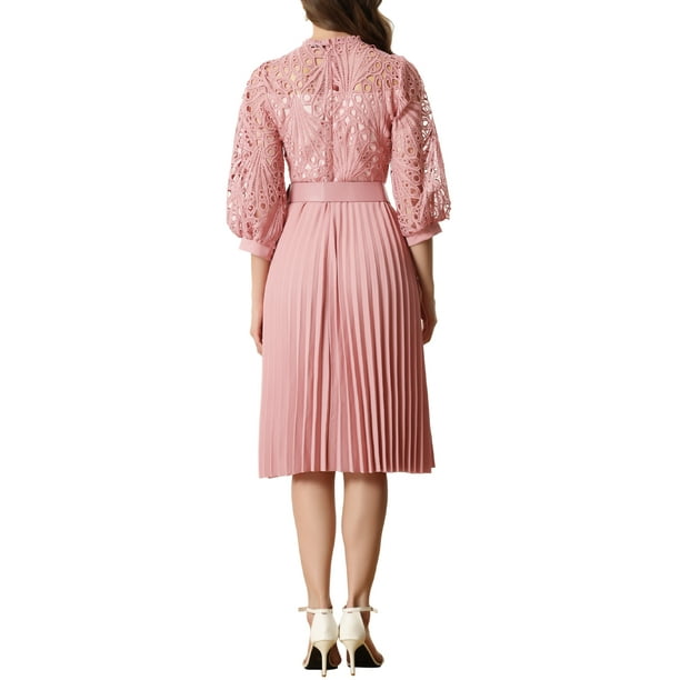 open lace back dress Amazon.com: IWFEV Lace Pleated Dress Puff Sleeve Mid-Calf Short Sleeve Midi  Dress Hollow Party Evening Dress M Black : Clothing, Shoes & Jewelry