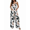 thumbnail image 2 of Women'S Summer Boho Casual Jumpsuits Wide Leg Overalls Floral Print Baggy Rompers with Pockets Coffee Color L, 2 of 8