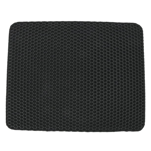 Alfombrilla de EVA antideslizante para arena de gatos, doble capa, con control de dispersión, para caja de arena, color negro