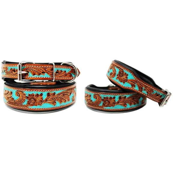 Small 13''- 17'' Dog Puppy Collar Cow Leather Adjustable Padded Canine 6086