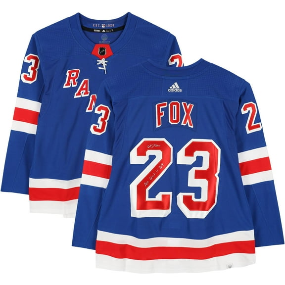 Adam Fox New York Rangers Autographed Blue Adidas Authentic Jersey with "No Quit in NY" Inscription - Fanatics Authentic Certified
