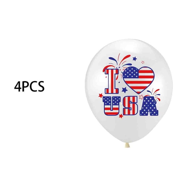 Fourth Rubber Festive Balloon 4Pcs 30.48Cm/12 in for Fourth of July Celebration and Home Decor