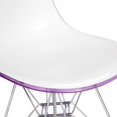 thumbnail image 2 of LeisureMod Cresco Molded 2-Tone Eiffel Base Dining Side Chair in White Purple Set of 4, 2 of 8