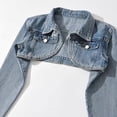 thumbnail image 7 of Denim Shacket for Women Cropped Shrugs Denim Jacket Womens Vintage Long Sleeve Open Front Short Jean Shrugs Cardigan Blue M, 7 of 7
