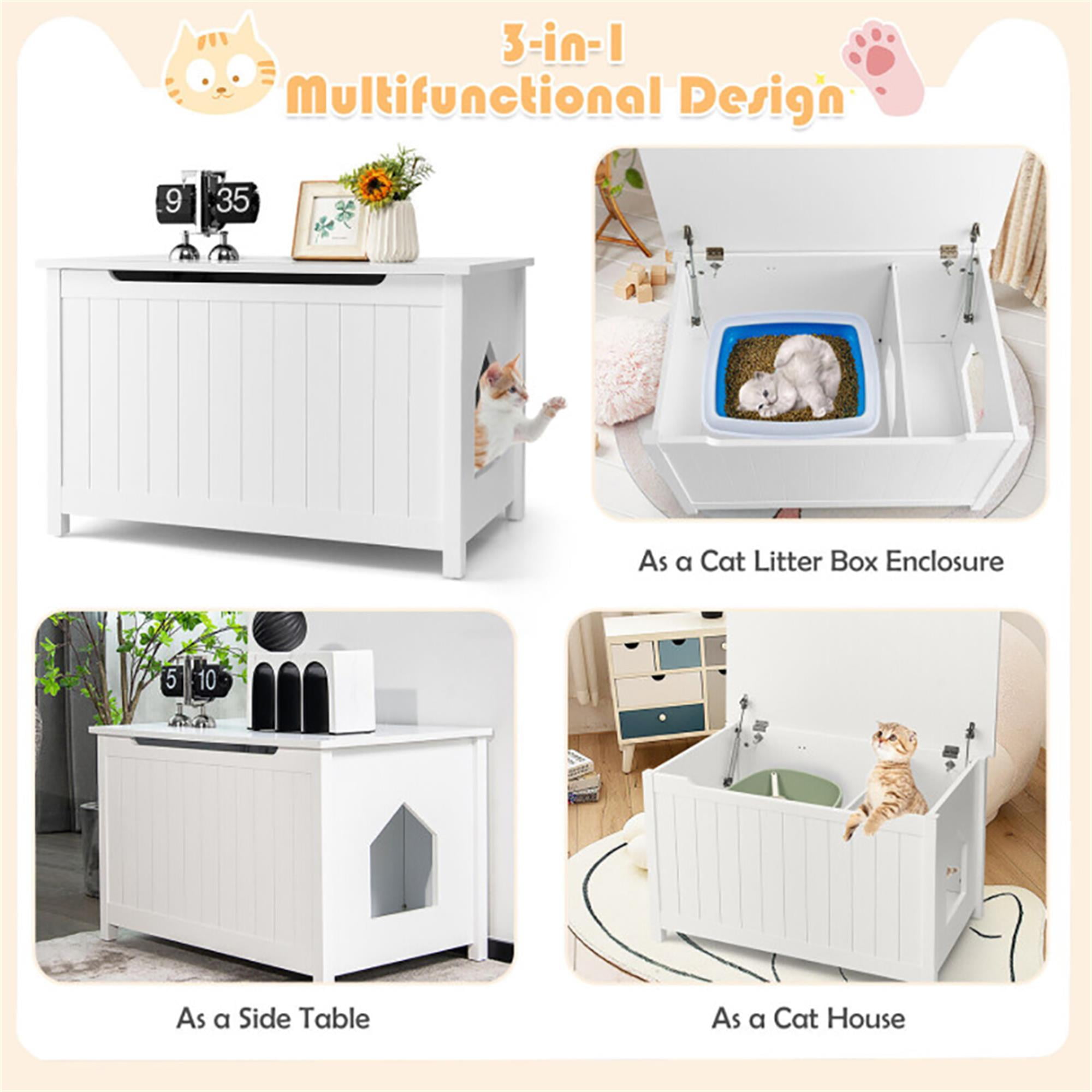 Kadyn 31" Cat Litter Box Enclosure, Dog-Proof Cat House with Cover for Large Cats, Hidden Cat Litter Box Furniture, White