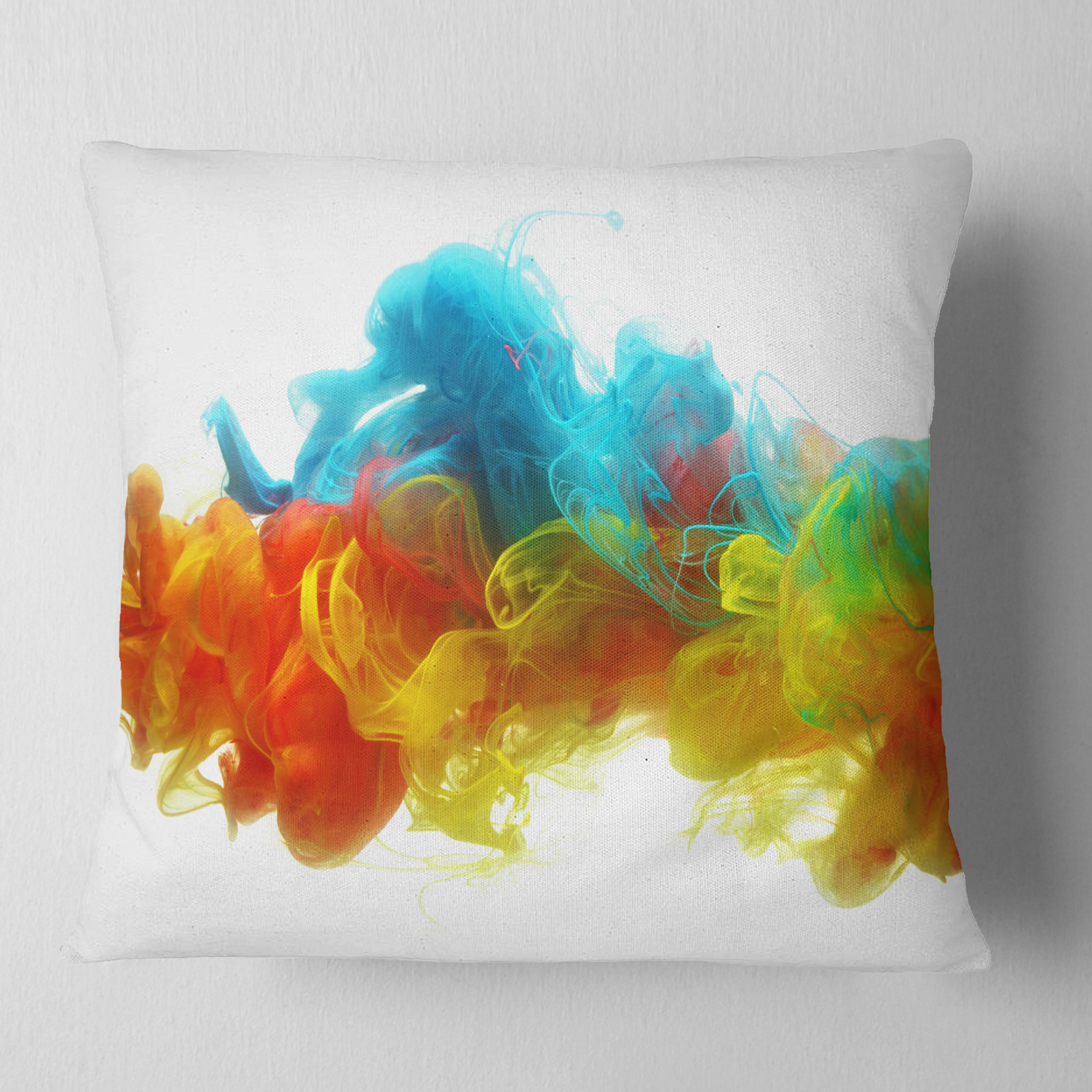Designart Colorful Ink in Water - Abstract Throw Pillow - 16x16