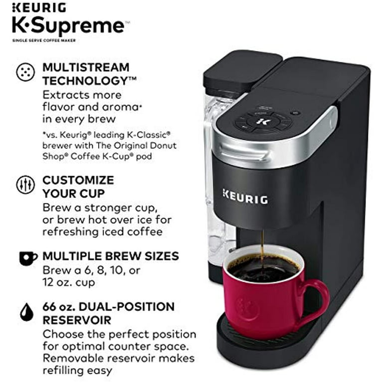 Keurig K-Supreme Coffee Maker, Single Serve K-Cup Pod Coffee Brewer, 66 Oz  Dual-Position Reservoir & Customizable Settings, Gray + Standalone Frother
