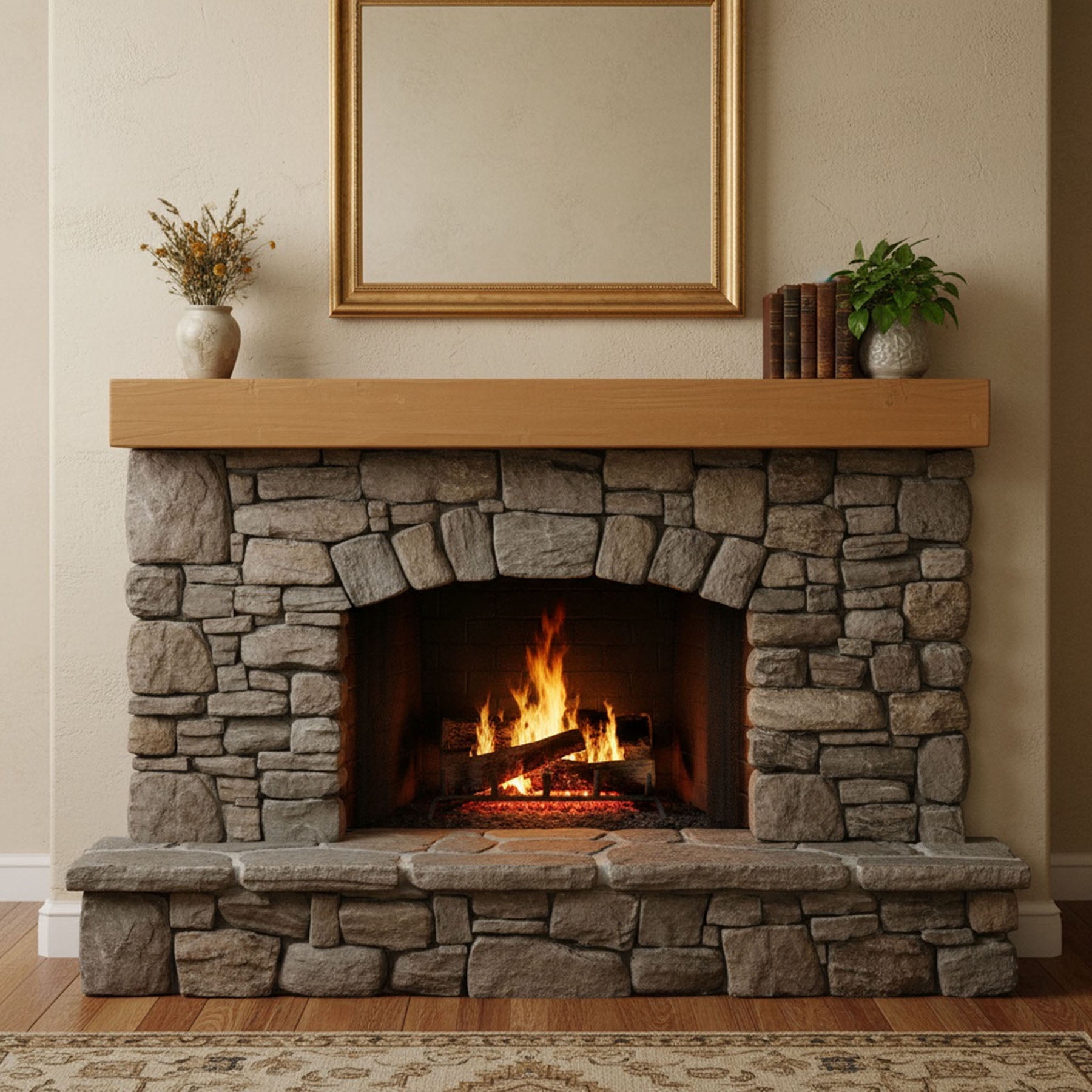 S-HOME 60" Solid Fir Wood Fireplace Mantel Shelf | Wall-Mounted Floating Shelf for Farmhouse & Modern Home Decor