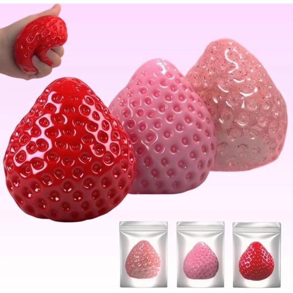 Handmade Strawberry Taba Squishy Toys: 3Pcs Ultra Squishies Squishy Fidget Toys Kawaii Squeeze Toys for Adults,Relieves Stress Anxiety Gifts for Birthday,Party Favors
