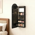 thumbnail image 4 of LEDREM Wide Arched Mirror Jewelry Cabinet, LED Wall/Door Mounted Organizer with Lockable Storage & Interior Mirror, Ink Black, 4 of 8