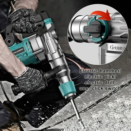 

StarBay 3 in 1 Hammer Drill 1-1/4 Inch 13 Amp Heavy Duty Rotary Drill with Safety Clutch Pure Copper Motor Rotatable Handle Including Chisels and Drill Bits