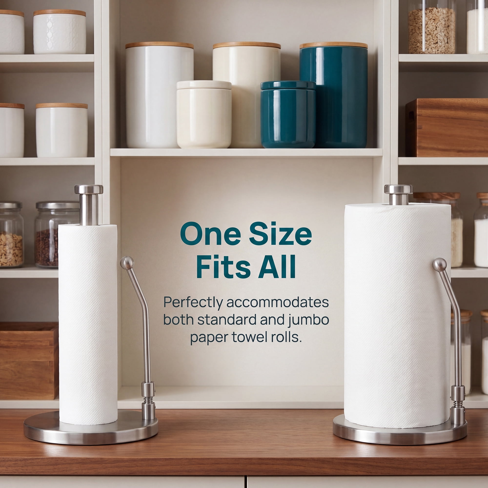 Unique Bargains Paper Towel Holder Countertop Weighted Base Silver A 12.7x6.7inch