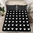 thumbnail image 2 of Homewish Cartoon Heart Pattern Bed Sheets,Kawaii 3D Loves King Sheets,White Black Sheet Set For Girls Teens,Microfiber Bedroom Decor,4-Piece, 2 of 7