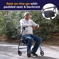 thumbnail image 3 of Andador de aluminio Drive Medical, plegable, con respaldo extraíble, asiento acolchado, ruedas de 15 cm, color azul, R726BL, 3 of 5